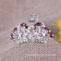 Kids Colorful Crown Rhinestone Tiara Comb for Party